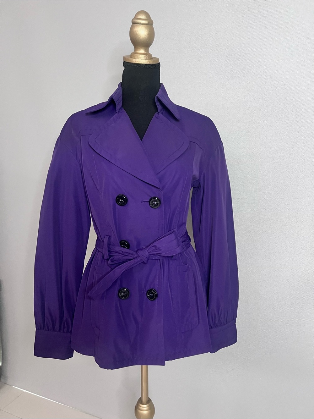 Mango Purple Double-Breasted Trench Coat with Belt